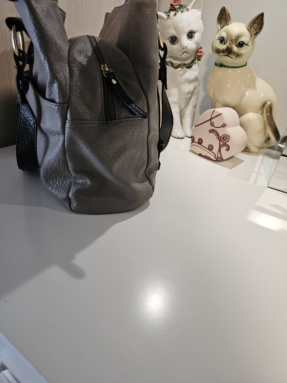 Light Gray/Taupe Tote Bag with Tassel - Women Bags - Picture 5 of 6